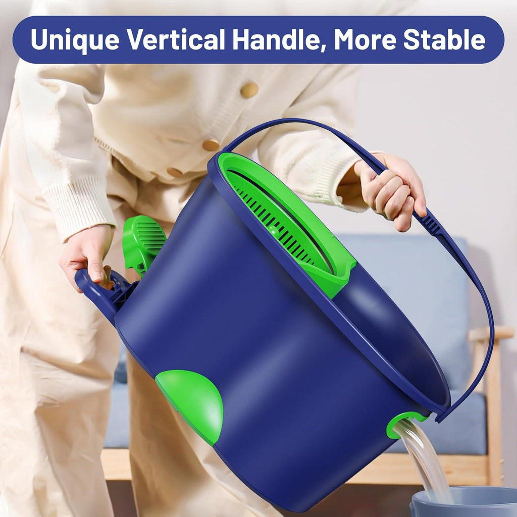 Spin Mop and Bucket Set for Home: EHADOO Spin Mop for Floor Cleaning with 6 Microfiber Washable Heads - Bucket System for Hardwood Tiles Laminate Vinyl