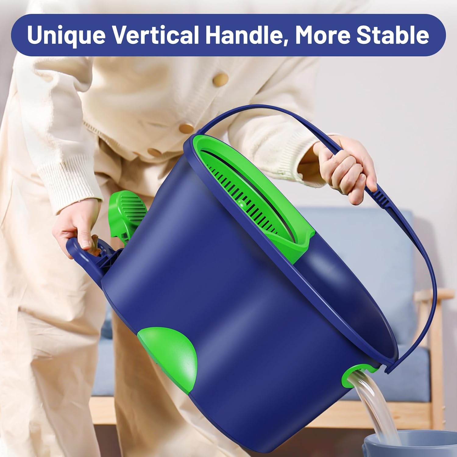 Spin Mop and Bucket Set for Home: EHADOO Spin Mop for Floor Cleaning with 6 Microfiber Washable Heads - Bucket System for Hardwood Tiles Laminate Vinyl