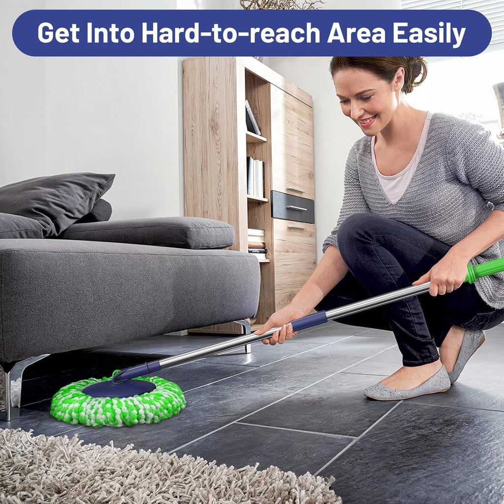 Spin Mop and Bucket Set for Home: EHADOO Spin Mop for Floor Cleaning with 6 Microfiber Washable Heads - Bucket System for Hardwood Tiles Laminate Vinyl
