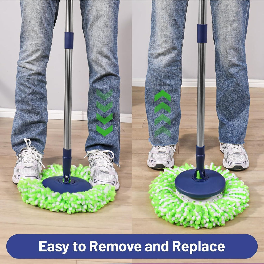 Spin Mop and Bucket Set for Home: EHADOO Spin Mop for Floor Cleaning with 6 Microfiber Washable Heads - Bucket System for Hardwood Tiles Laminate Vinyl