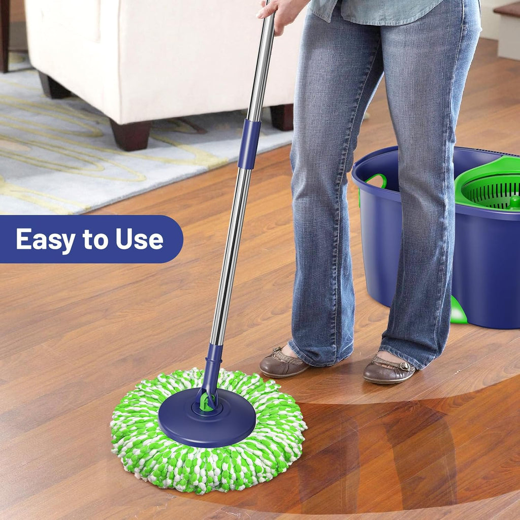 Spin Mop and Bucket Set for Home: EHADOO Spin Mop for Floor Cleaning with 6 Microfiber Washable Heads - Bucket System for Hardwood Tiles Laminate Vinyl